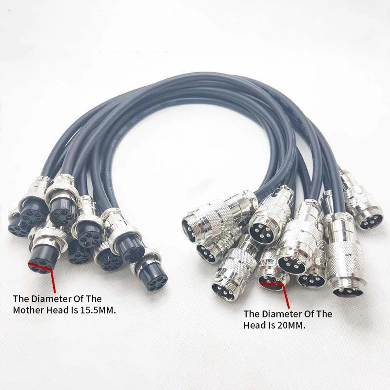 3Pin GX20 Male to Female Aviation Plug with Wire 2Pin~12Pin Male Female Docking Extension Cable M20 Revolving Female Power Cord