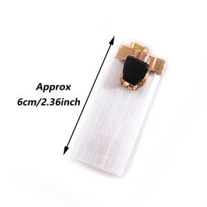 Natural Selenit Halskette, weiße Gips, Schwarze Tour Tour, Kristallquarz, Reiki Gagestone für die Reinigung, DIY -Schmuck, 1PC 8 Hauptverkäufe Selenit- und Turmalinarmbänder - №6