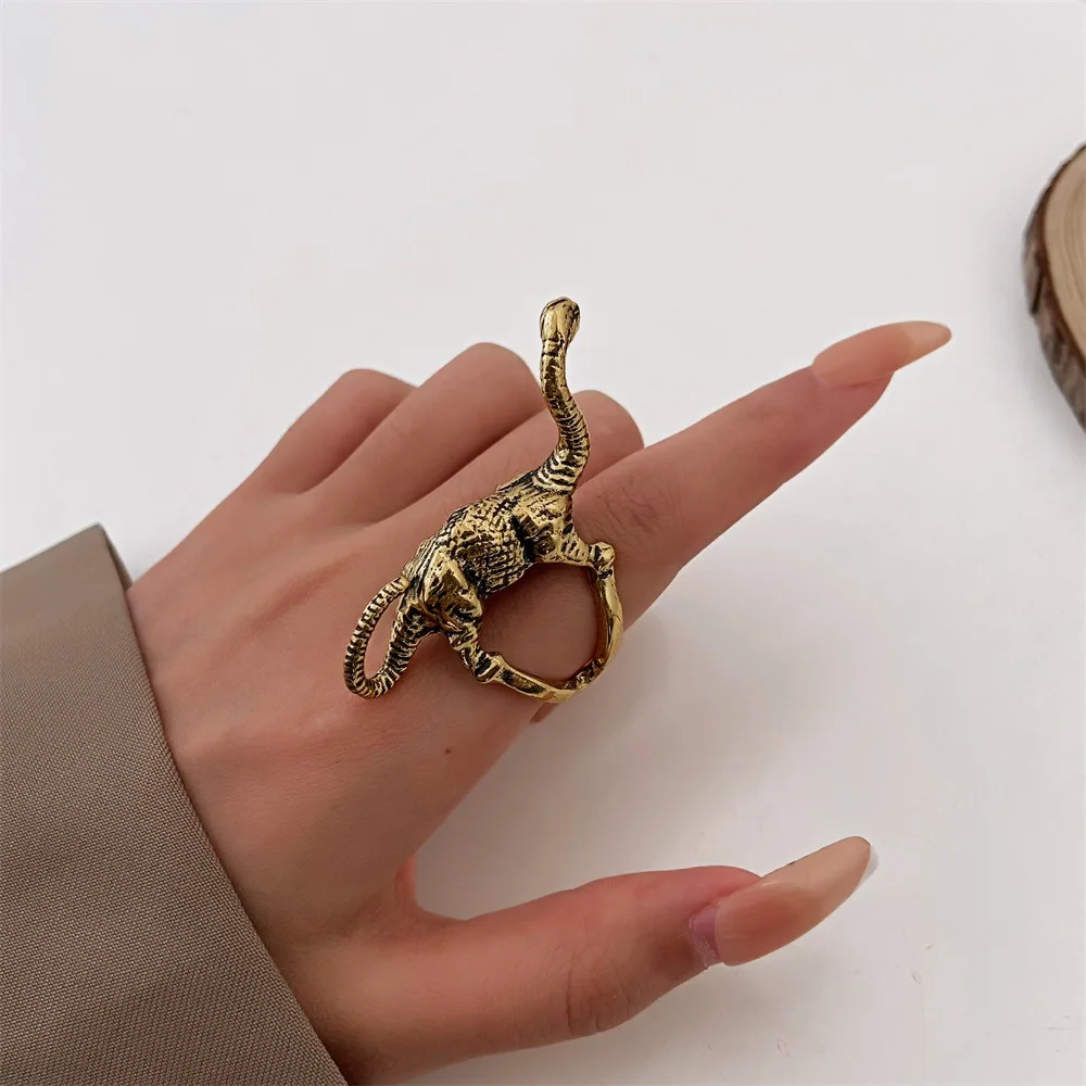 Vintage Dinosaur Rings for Women Long-Necked Dragon Jewelry Cute Animal Ring Party Gift Trendy Punk Girls Finger Rings