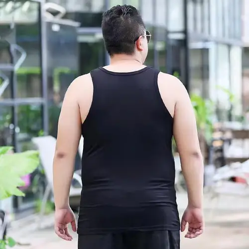 Imagen 2 del producto Dos piezas de algodón de talla grande, ropa de verano para hombre, camisetas sin mangas, camisetas de L-6XL, chaleco de fitness sin mangas, camiseta transpirable para culturismo