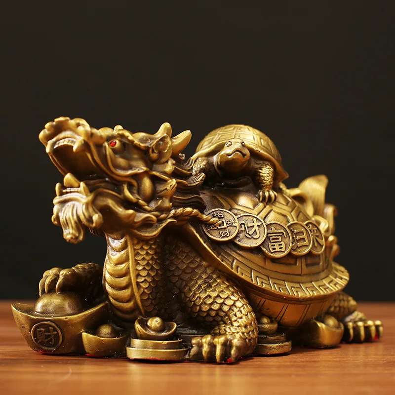 Xuanwu Figurine Wealth Fortune, Mother And Child Dragon Turtle Ornament, Decorative Item For Living Room,