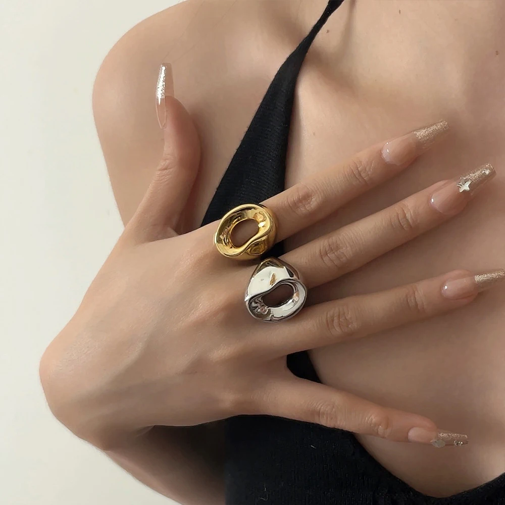 

ENFASHION Anillos Grossy Irregular Hollow Ring For Women‘s Stainless steel 18K Plated Gold Fashion Jewelry Elegant Gift R254563
