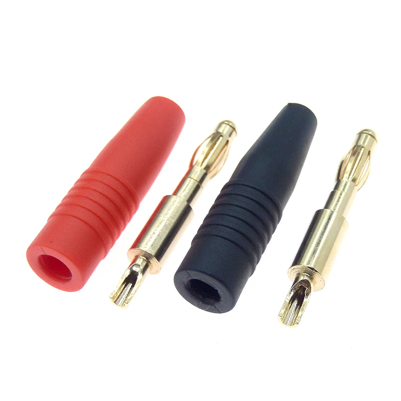 4pcs New 4mm Plugs Gold Plated Musical Speaker Cable Wire Pin Banana Plug Connectors