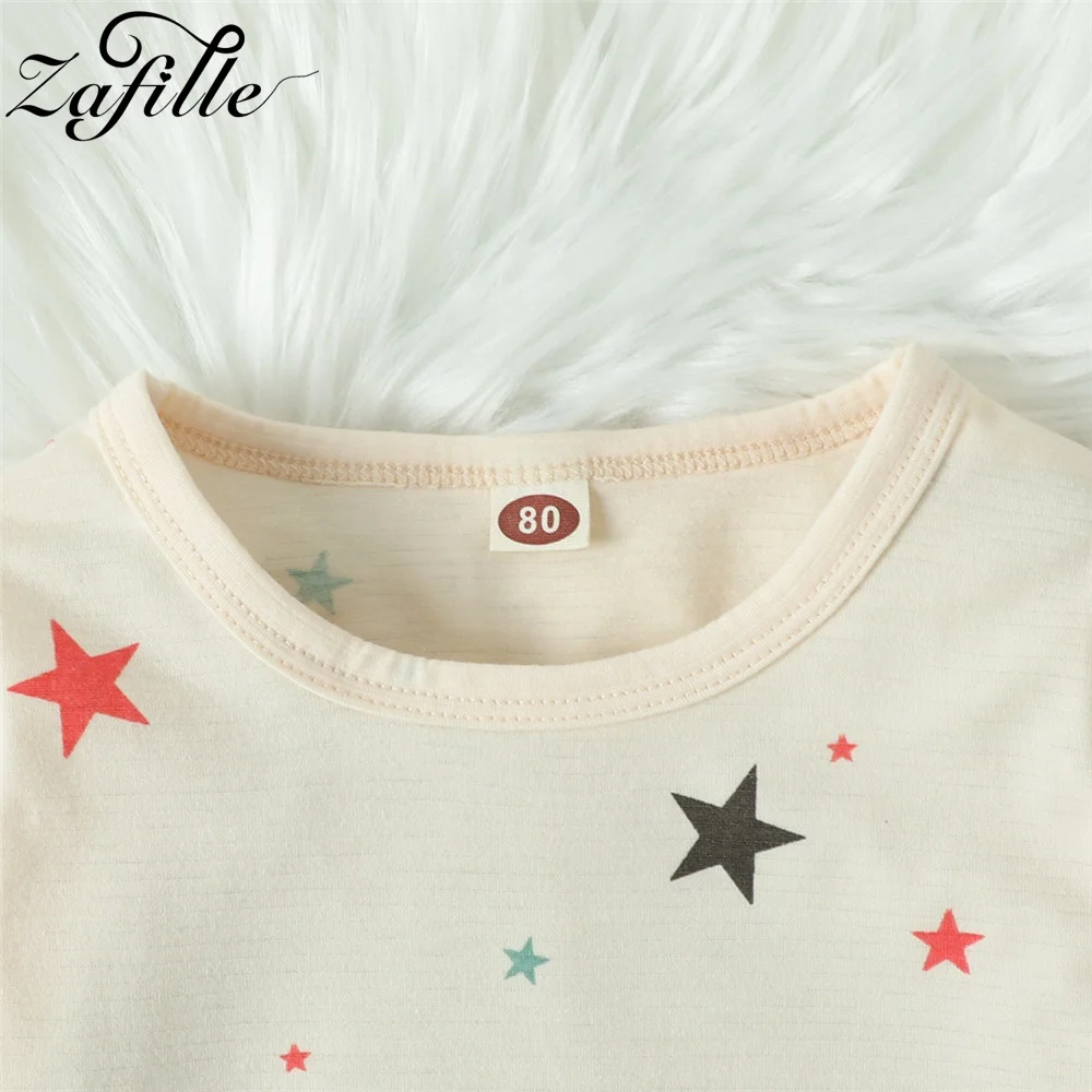 ZAFILLE 2Pcs Baby Boys Clothes Set Stars Print Top+Solid Overalls Cute Kids Toddler Costume Autumn Baby Outfit Children Clothing