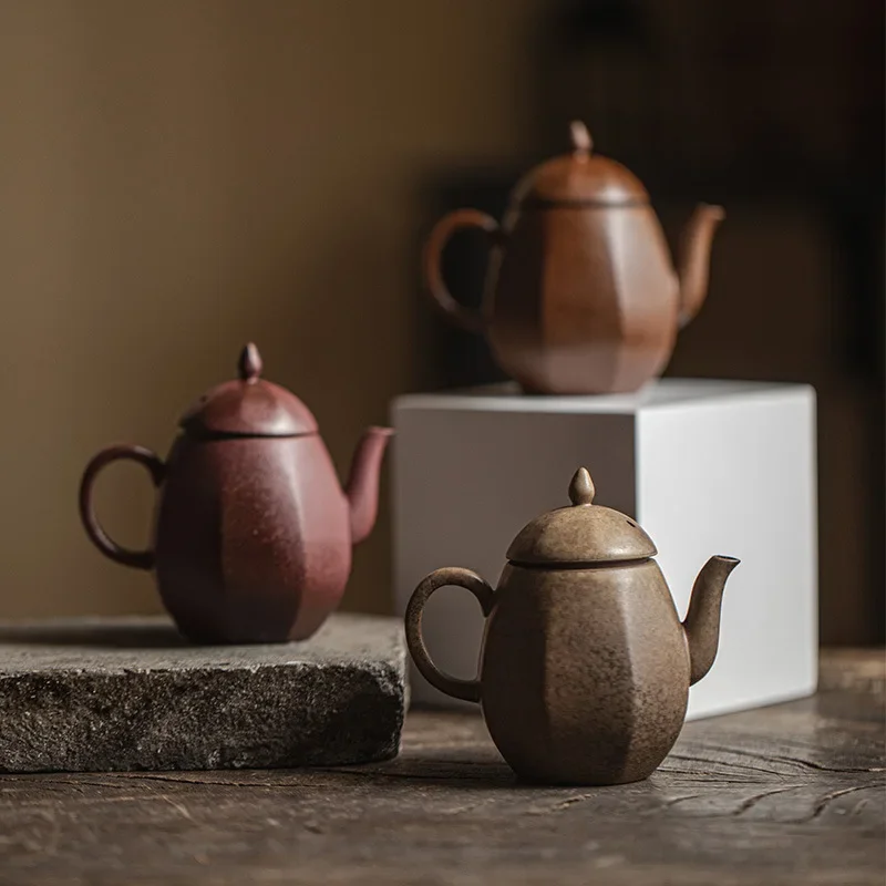 110ML Antique Japanese Teapot Kung Fu TeaSet Literati Household Surprise Quiet Wind Pot Ball Hole Filter Firewood Burning Teapot