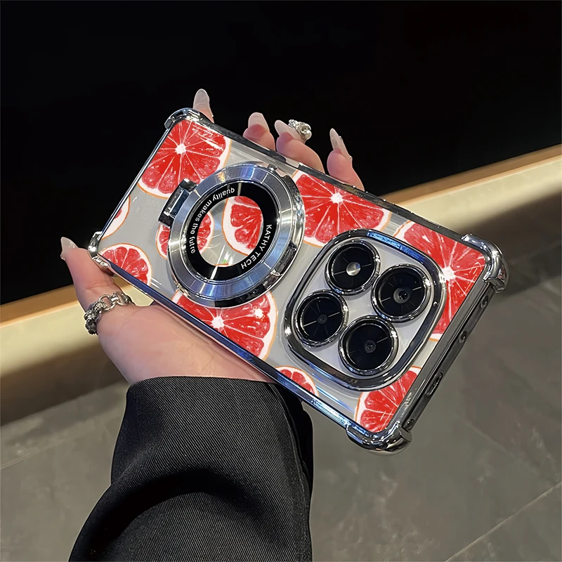 

Phone Case For Xiaomi Redmi A7 Pro 4G Plating Shockproof Cover For Redmi A5 A3 A2 A1 Mangosteen Orange Print Bracket Capa