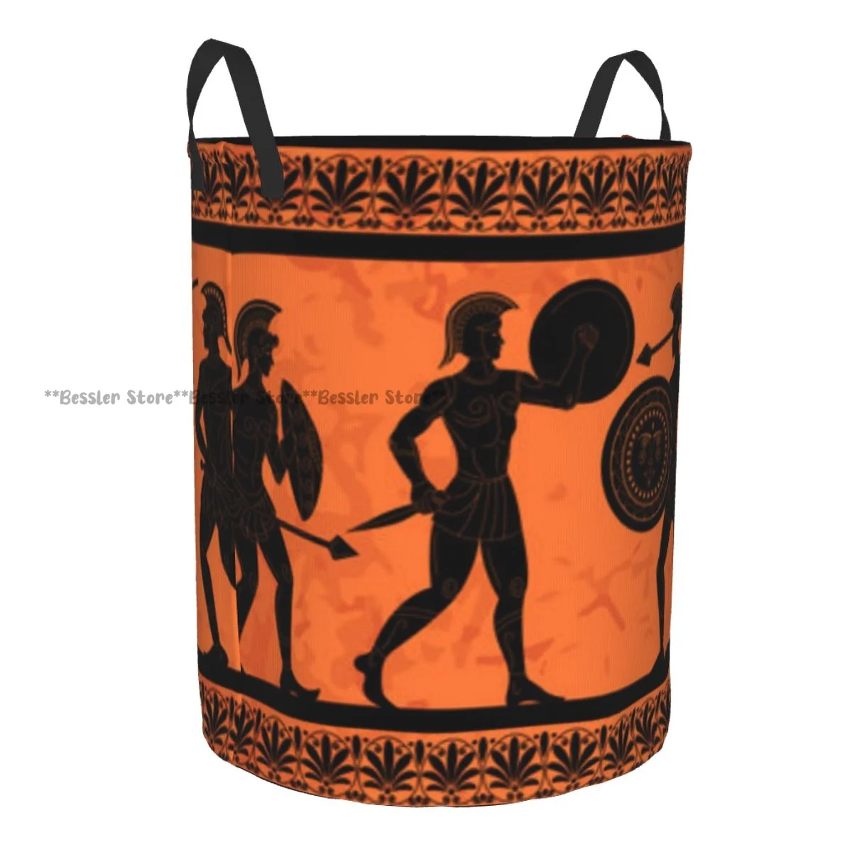 Foldable Laundry Basket for Dirty Clothes Greek Mural Sparta Warriors Athens Mythology Ancient Storage Hamper