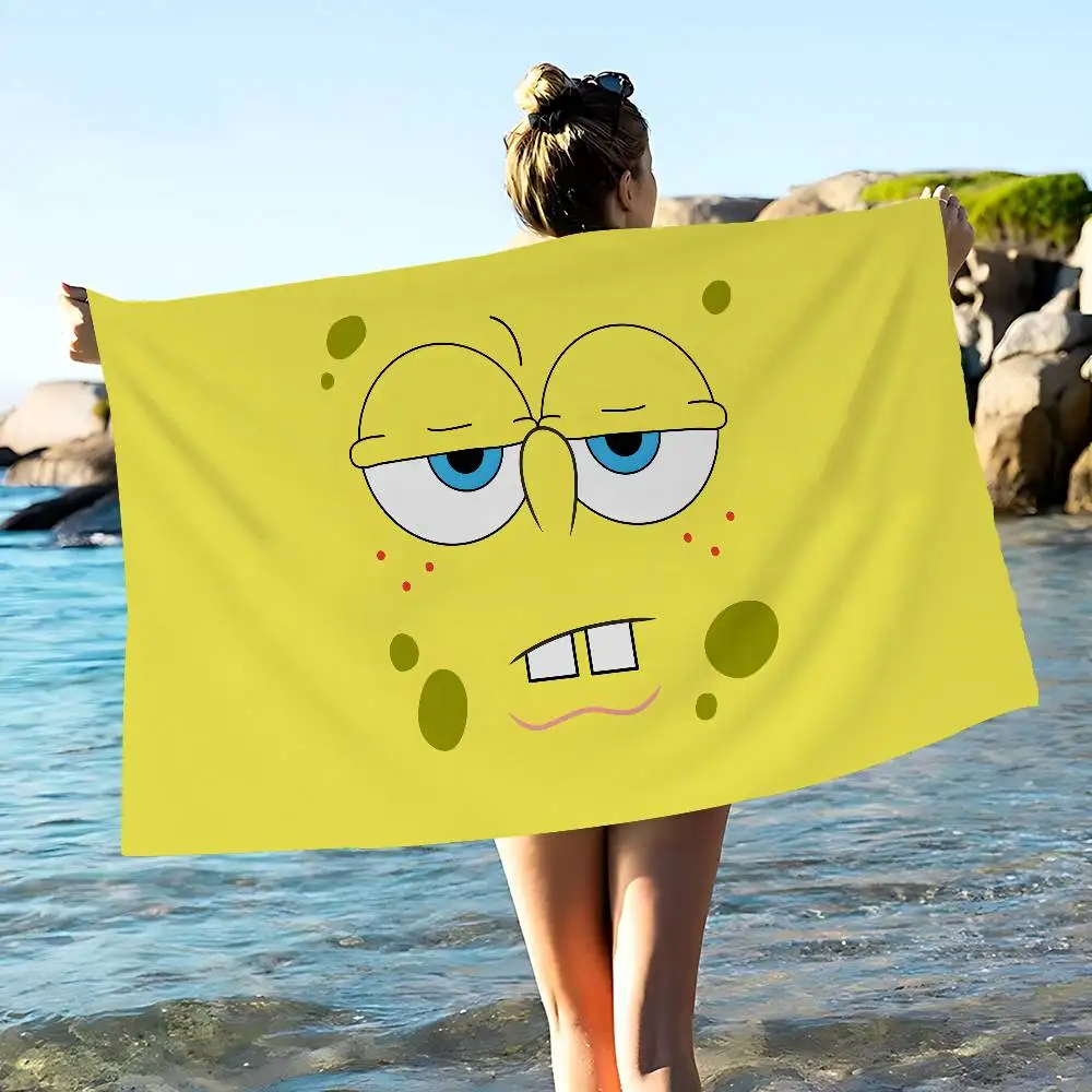 Anime S-SpongeBobes Cute Microfiber Beach Towel Absorbent Quick dry Soft Yoga Swimming Resort Mountain Climbing Towel