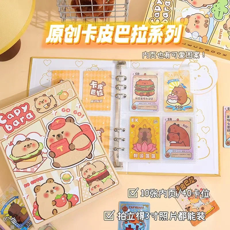 Cartoon Capybara Photo Card Binder, Background Paper, Strengthening Ple, Binding Machine, 40 Pockets