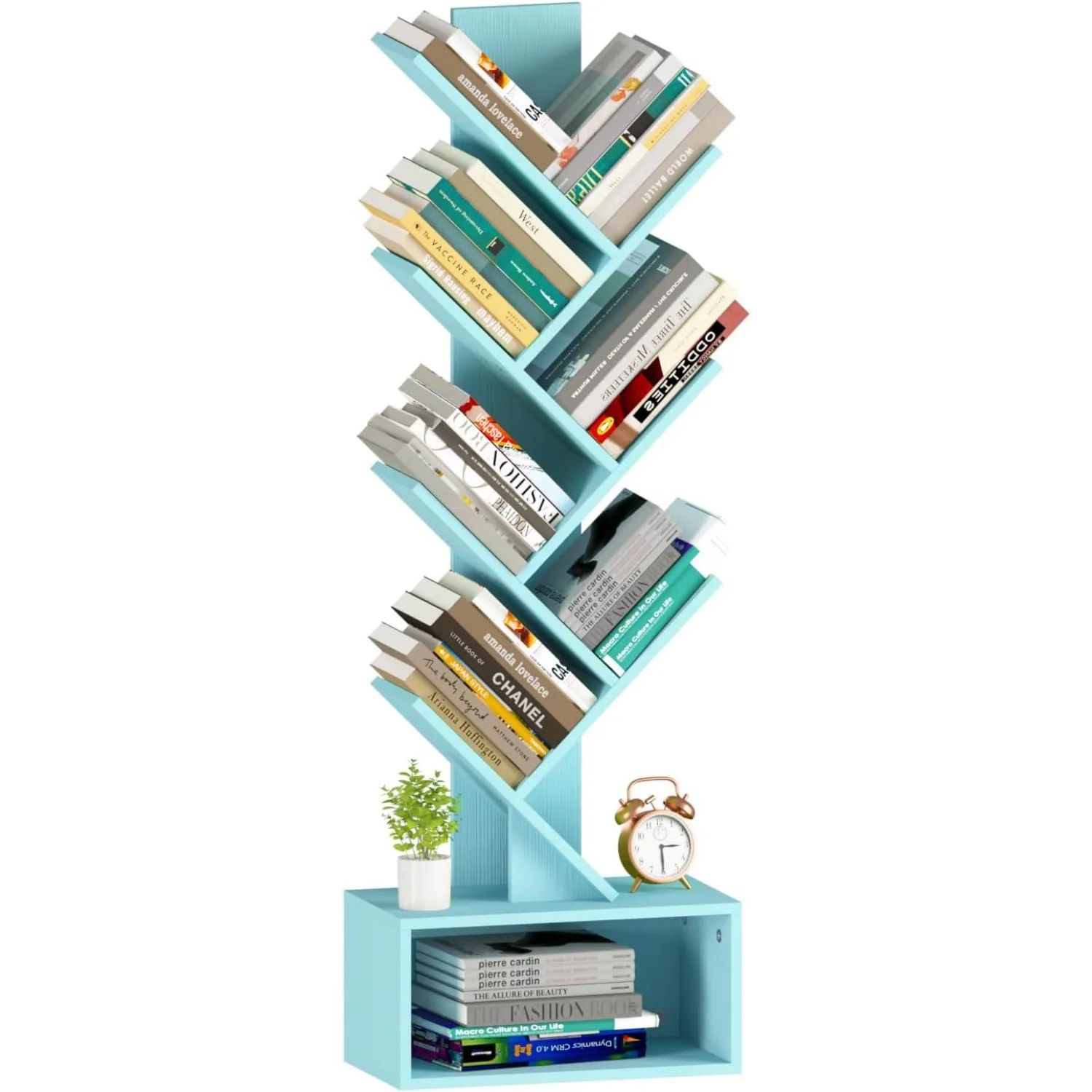 

Tree Bookshelf - 6 Shelf Retro Floor Standing Bookcase,Tall Wood Book Storage Rack for CDs/Movies,Utility Book Organizer Shelves