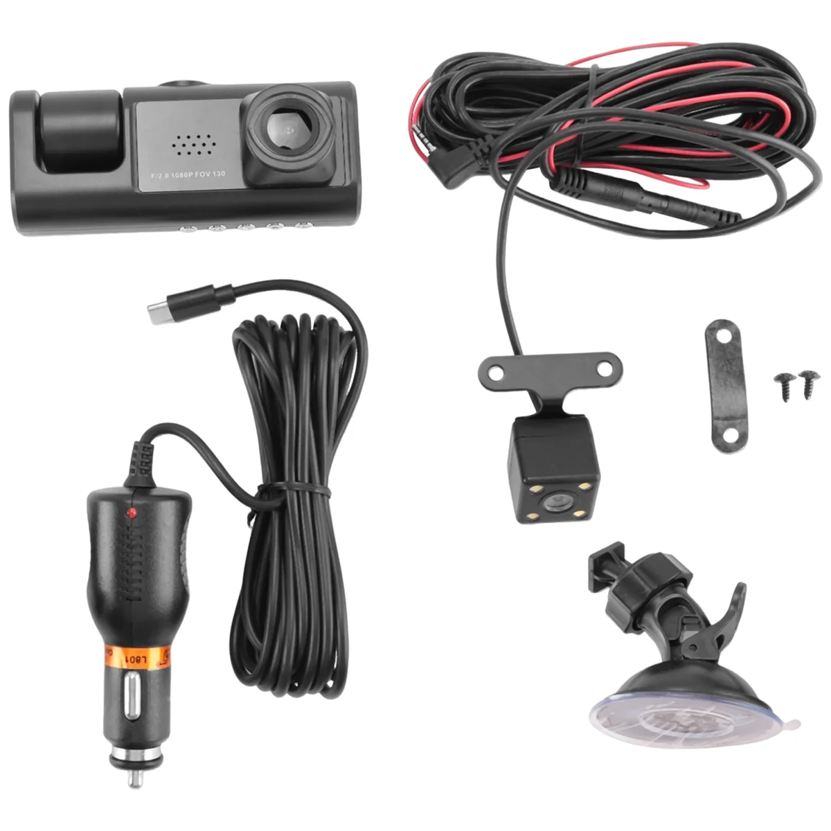 

3 Camera Lens Car DVR 3-Channel Dash Cam HD 1080P Front and Rear Inside Dashcam Video Recorder Night