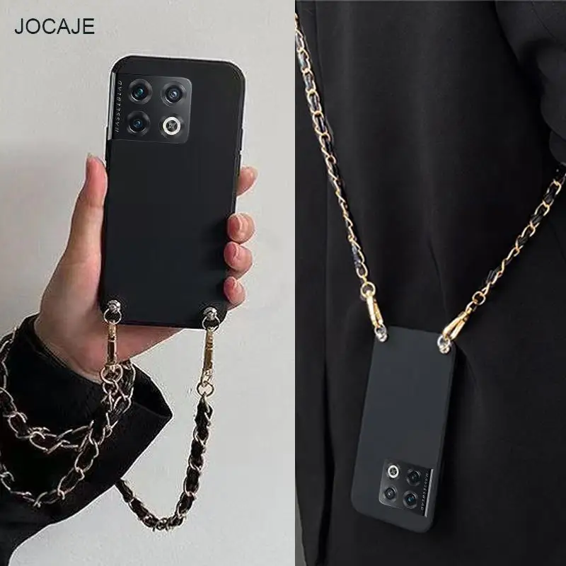 Leather Crossbody Lanyard Soft Silicone Case For Oneplus 10 Pro Necklace Strap Cord Shoulder Cover For One Plus 9 8 10 Pro 9R 8T