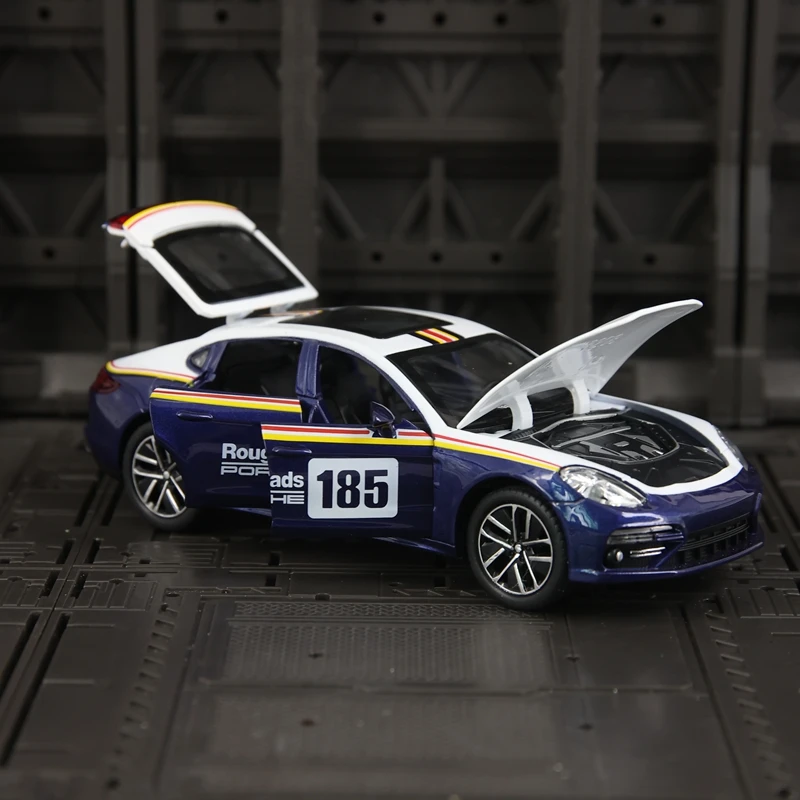 

Имитационная модель автомобиля из сплава Panamera с регенеративным звуком и световыми гоночными украшениями, подарок на двери автомобиля, которые можно открыть