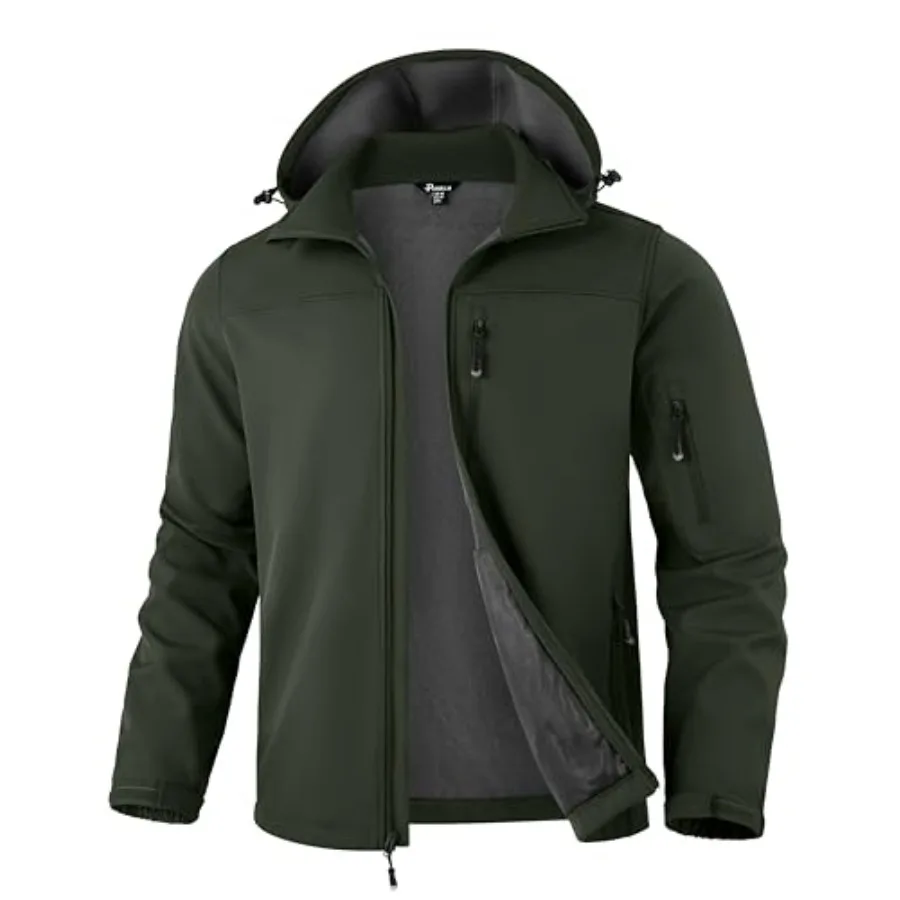 

Pudolla Men's Softshell Jacket Fleece Lined Water Resistant Hooded Winter Coats for Men Outdoor Work Hiking with Pockets