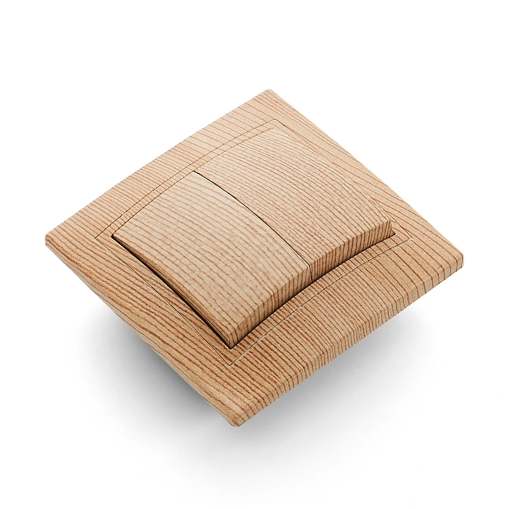 Wood On/Off Button Light Switch Classic 2 Gang 1 Way Spray Plastic Panel Wall Rocker Switch EU Standard Flame Retardant AC Panel