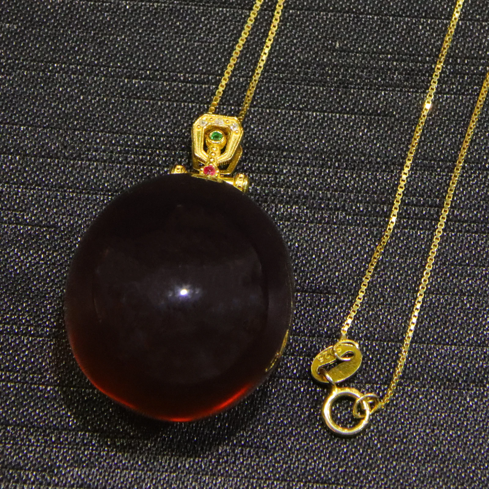 Natural Violet Amber Pendant with Solid Silver Setting 22.8mm Round Bead Purple Amber Necklace for Women Jewelry Gift