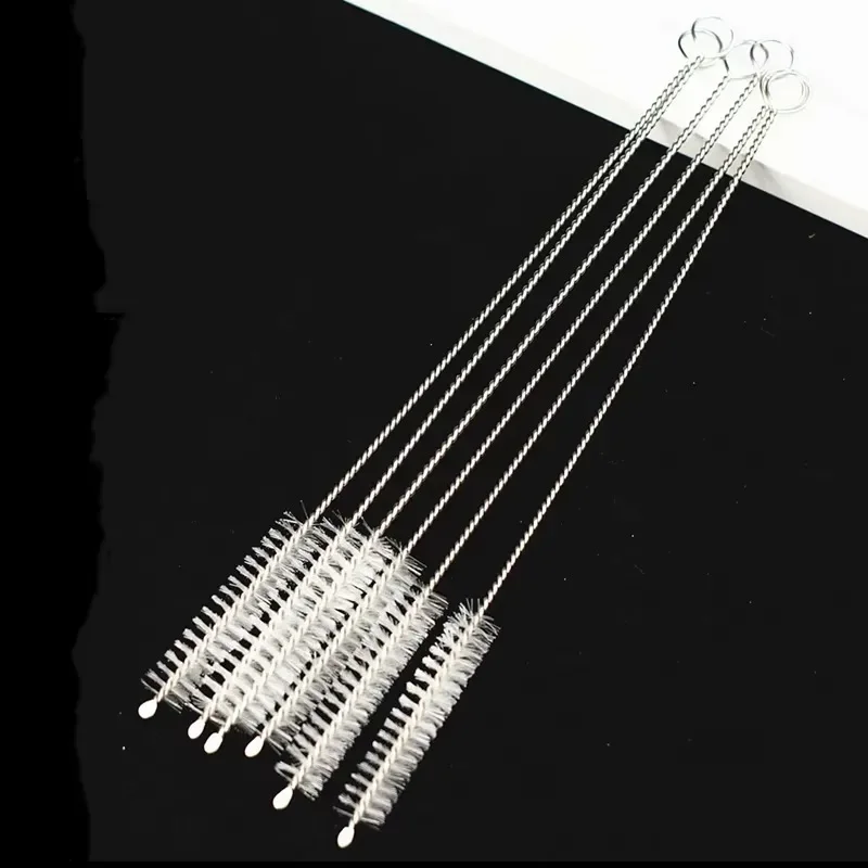 10Pcs/set Drinking Straw Cleaning Brush Nipple Tube Pipe Cleaner Nylon Stainless Steel Long Handle Cleaning Brushes for Straws