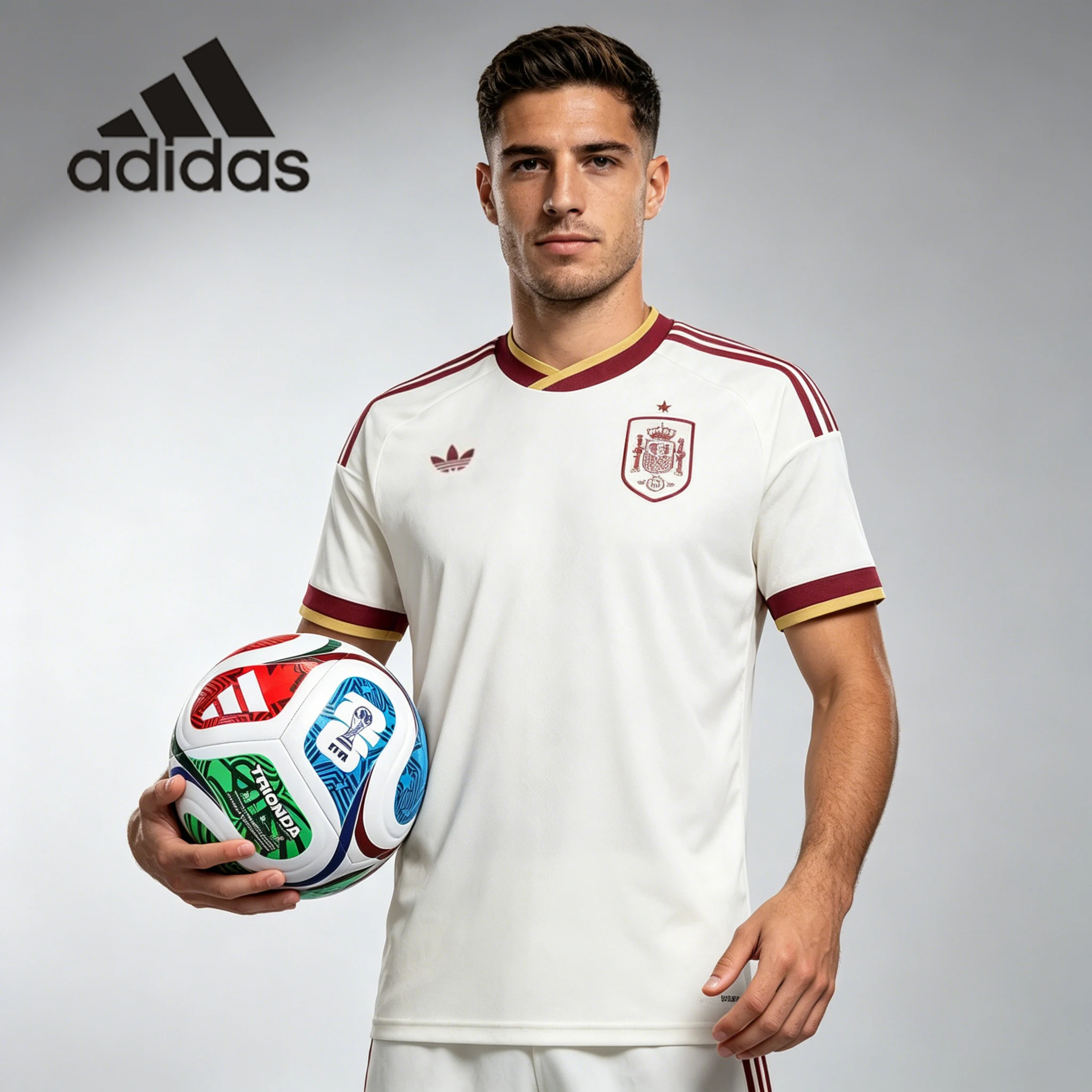 Camiseta de Aficionado de la Selección Española de la FIFA World Cup 2026 de Adidas + Balón de Entrenamiento de Fútbol Trionda FIFA World Cup 2026 JN4397+JD8032