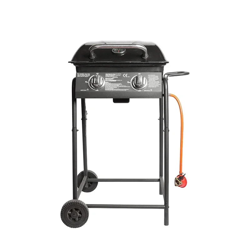 Outdoor Kitchen Cooking Portable Foldable Charcoal Gas grill Camping Outdoor Barbecue BBQ Grills with Trolley