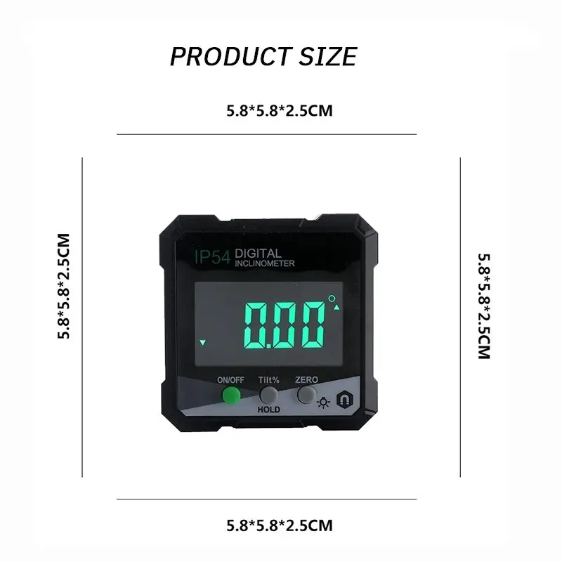 Digital Display Inclination Box Precision Measurement with Backlight Magnetic Suction Protractor Inclinometer Angle Meter 1PC