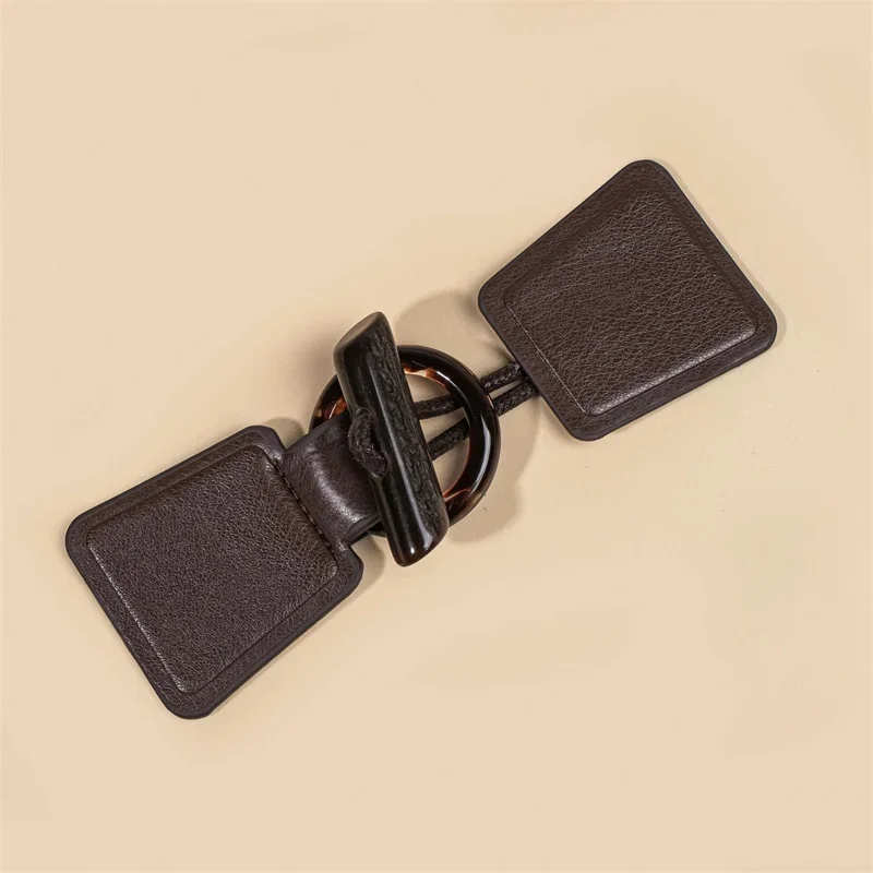 Cow Horn Buckle for Clothes Decoration, PU Leather, Coat Button, 2 Pairs