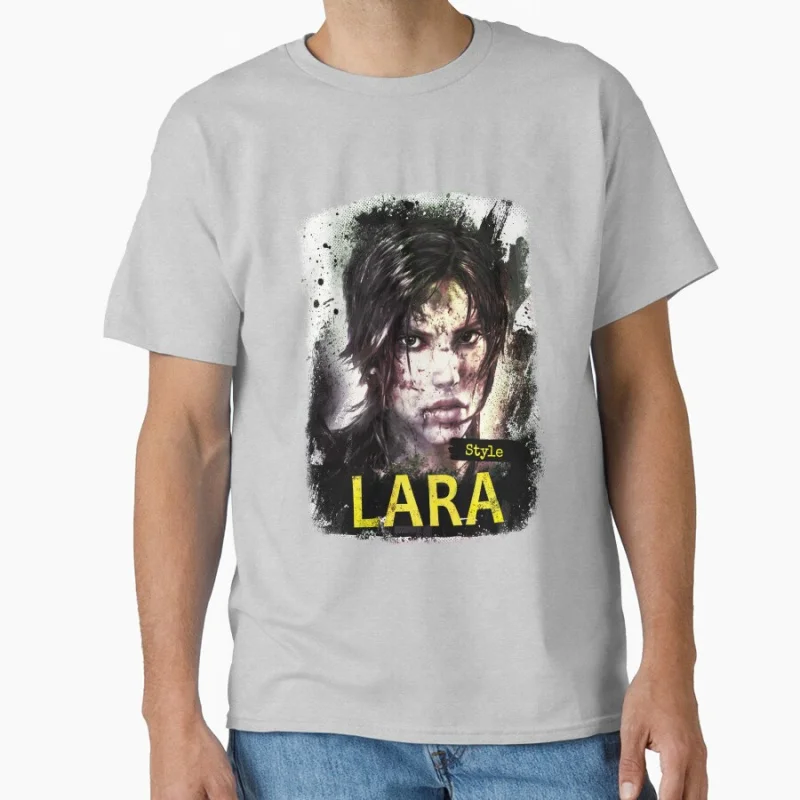 العبقري غريب الأطوار تومب رايدر لارا كروفت 80s لعبة فيديو هدية تي شيرت للرجل بلوزات كبيرة الحجم 100% ملابس قطنية مطبوعة #4