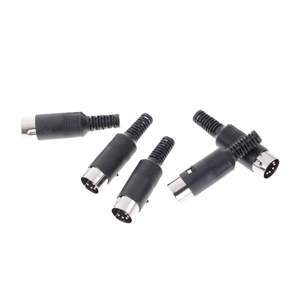 5Pcs Mini 5 Pin Din Male Plug With Plastic Handle Adapter Soldering Cables DIY Connector