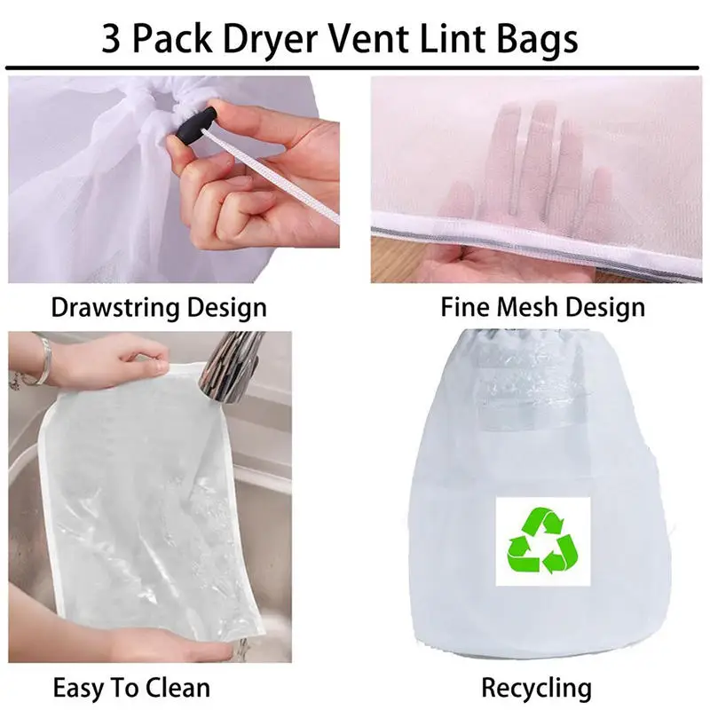 

Новые белые 2/3 шт. сушильные вентиляционные мешки для пыли для использования в помещении и на открытом воздухе, универсальные вентиляционные отверстия для сушилки, мешок для пыли для улавливания ворса и пыли