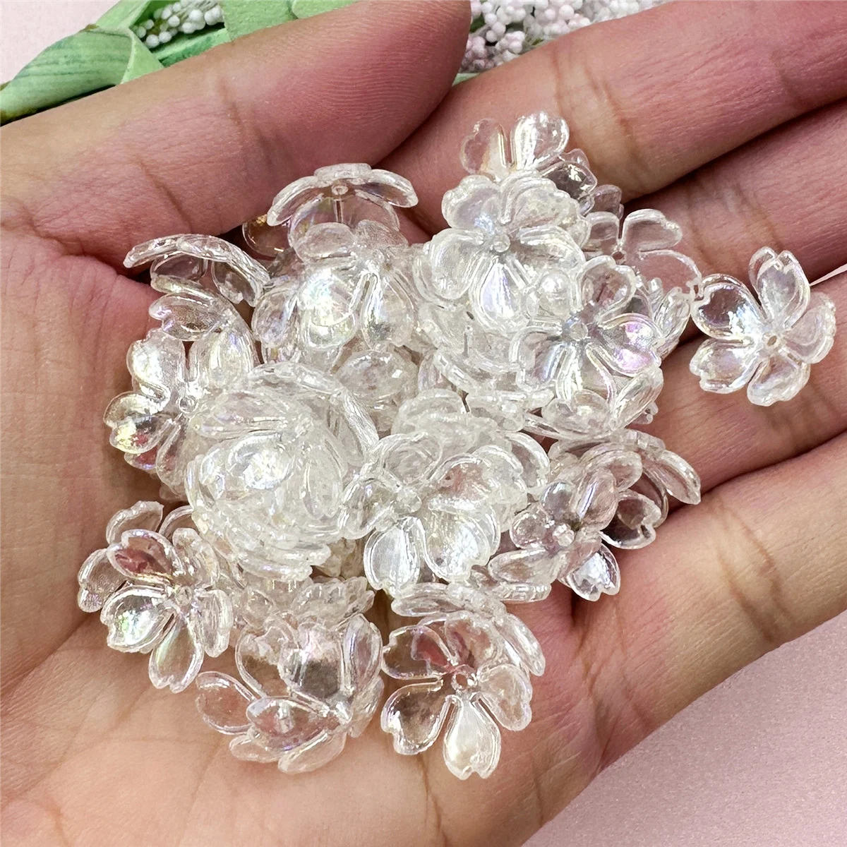 100 Teile/beutel 15mm Acryl DIY Galsang Blume Lose Perlen Ohrringe Für Schmuck Machen Halskette Armbänder