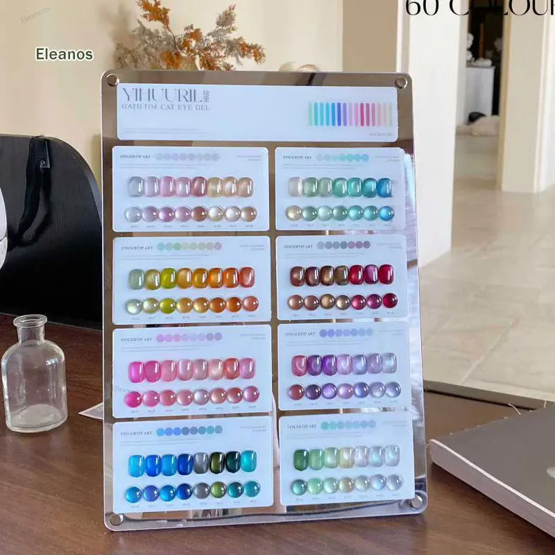 Eleanos 60 couleurs cristal gemme Gel magnétique ensemble avec affichage Salon de manucure 2025 offre spéciale Kit d'art des ongles Non toxique UV oeil de chat Gel pour ongles