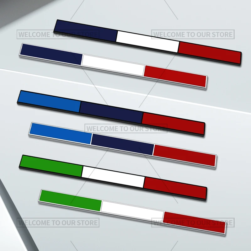 3D تصفيف السيارة إيطاليا فرنسا ألمانيا السويدية ثلاثة ألوان شعار دراجة نارية شارة ملصقات معدنية السيارات الخلفية الجذع الشارات #2