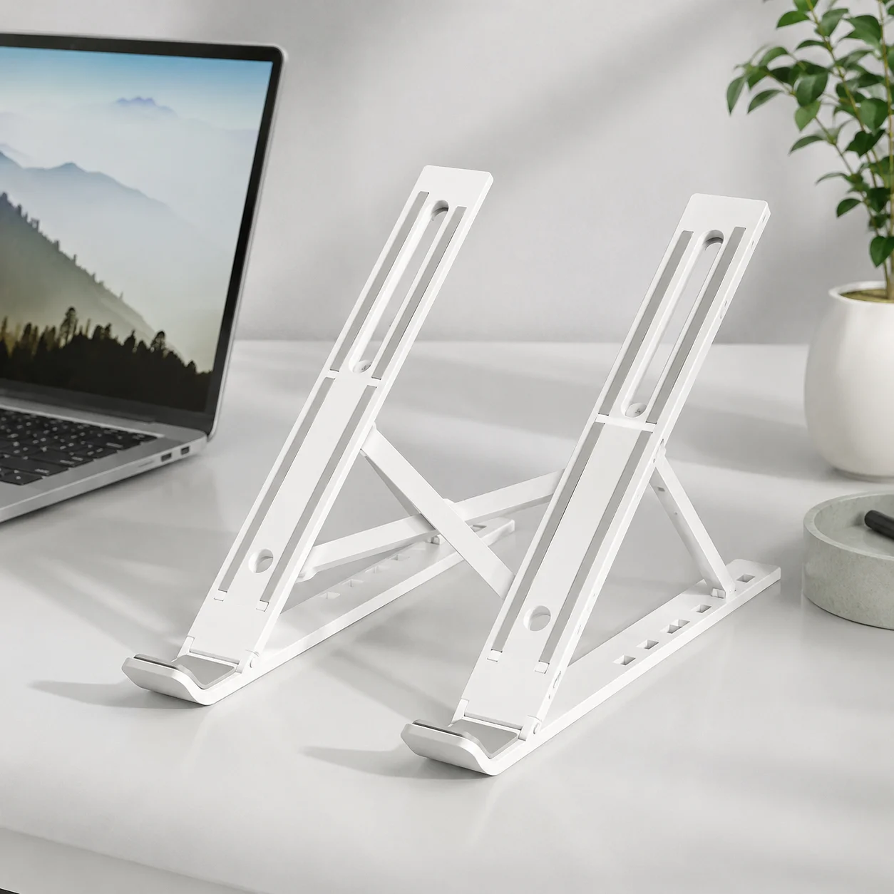 Desk Setup Riser - Portable Foldable Laptop Stand, 4-Level Adjustable