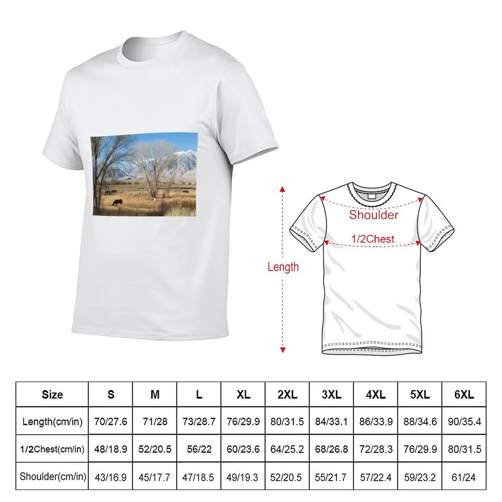 Horses Grazing In A Meadow T-Shirt Breathable Lightweight Summer Top