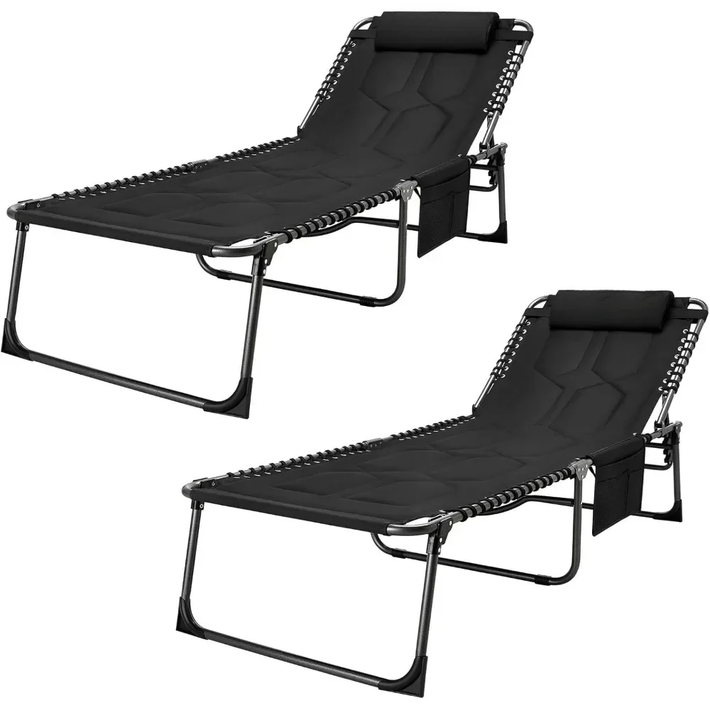 Oversize Padded Folding Chaise Lounge Chair for Outdoor, Patio, Beach,Lawn, Sunbathing, Tanning, Pool