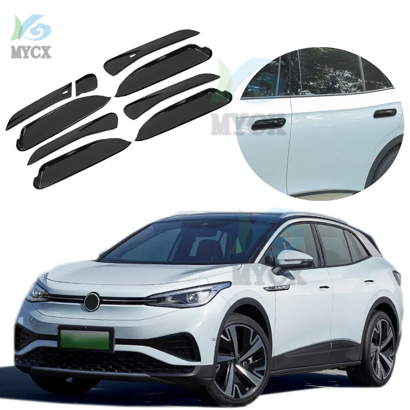 ل Volkswagen VW ID.4X ID.4 CROZZ 2021 + ألياف الكربون غطاء مقبض باب السيارة الملحقات لمعان أسود ألياف الكربون مقبض باب السيارة #2