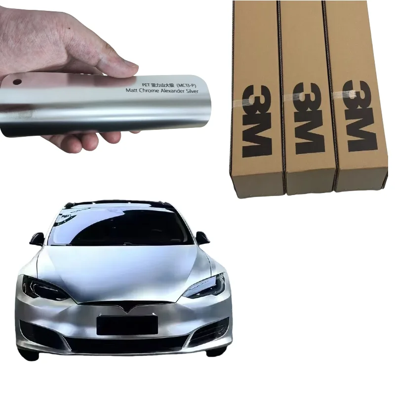 

3M Matte Chrome Alexander Silver Decorative Films High Quality Automotive Film Matte Electroplated Silver Film Car Wrap Vinyl