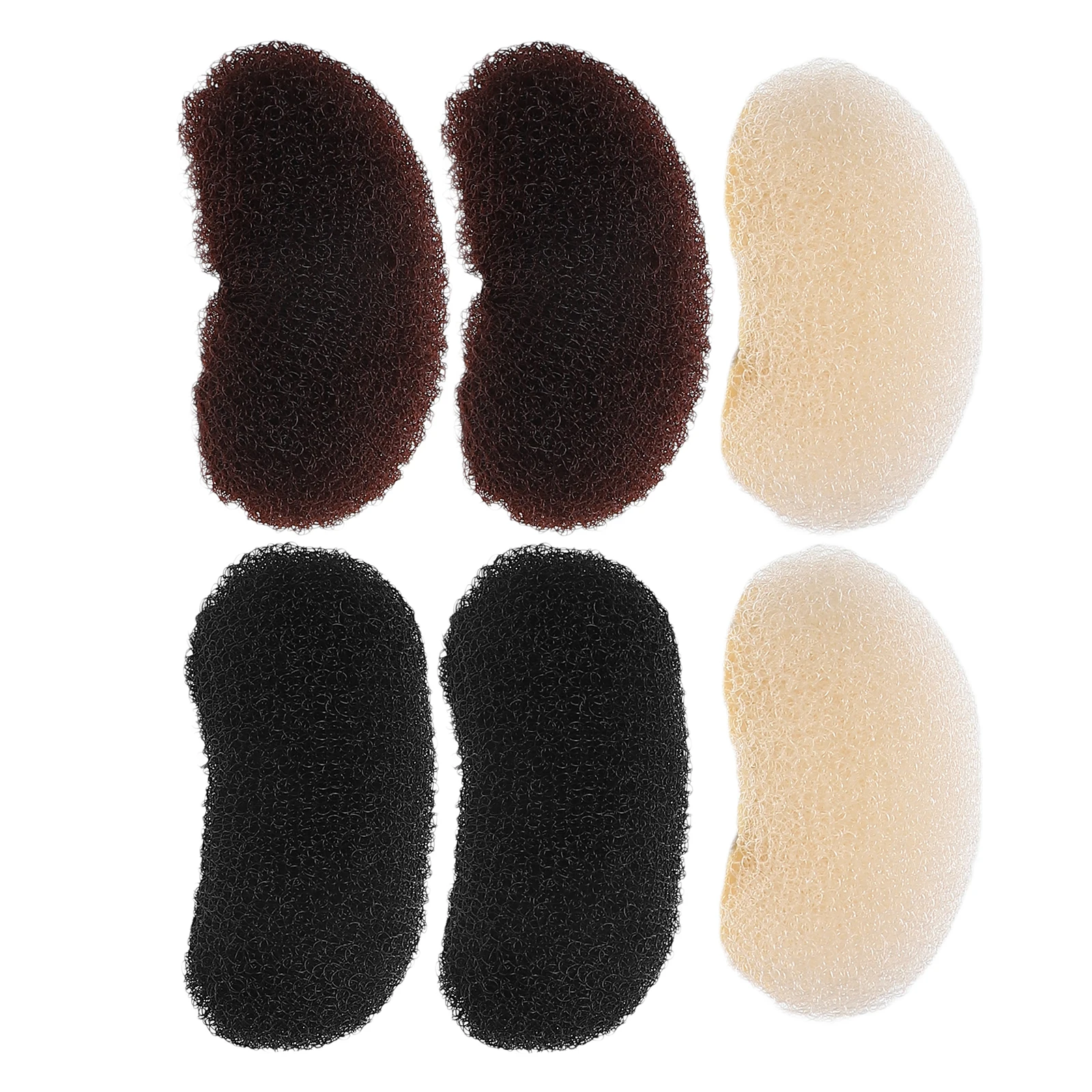 

6pcs Heightening Hairpin Clips Bump Up Hair Volume Styling Pads Black Brown Beige Each 2 Design Durable Hair Care