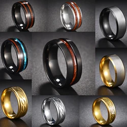 Muti-Styles Stainless Steel 8mm Wood Inlay Tungsten Wedding Ring For Men High Quality Male Engagement Ring Male Jewelry Gift