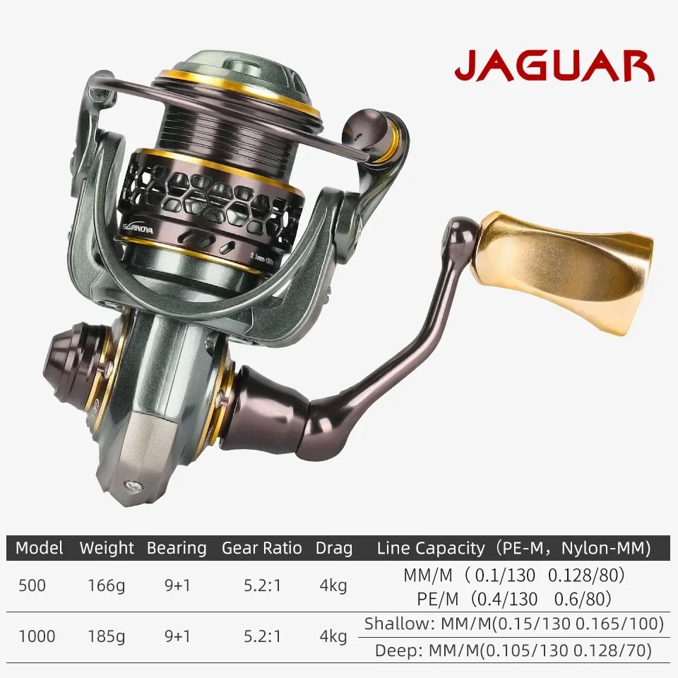 TSURINOYA Light Game Spinning Fishing Reel JAGUAR 500 1000 4KG Max Drag Double Spool Freshwater Saltwater Bass Trout Pike Reel