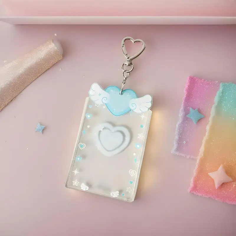 사진 카드 홀더 Photocard 키 체인 슬리브 수호자 배낭 지갑 Schoolbag에 대 한 아크릴 투명 키 체인 펜 던 트