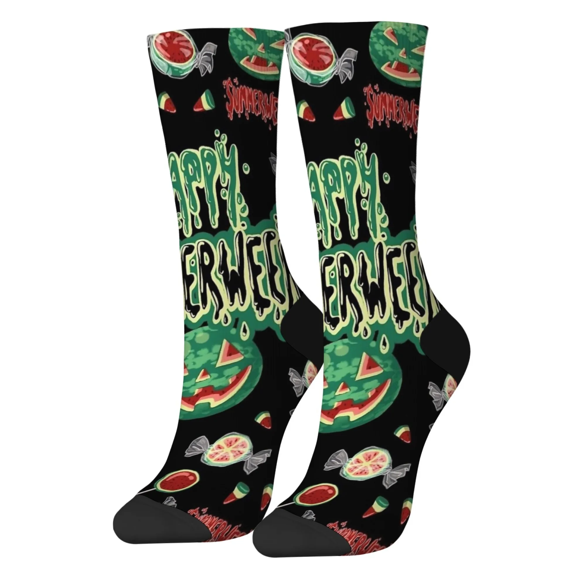 Летние забавные носки с изображением арбуза на Хэллоуин, новинка, уличная мода в стиле Харадзюку, забавные компрессионные носки, подарок унисекс