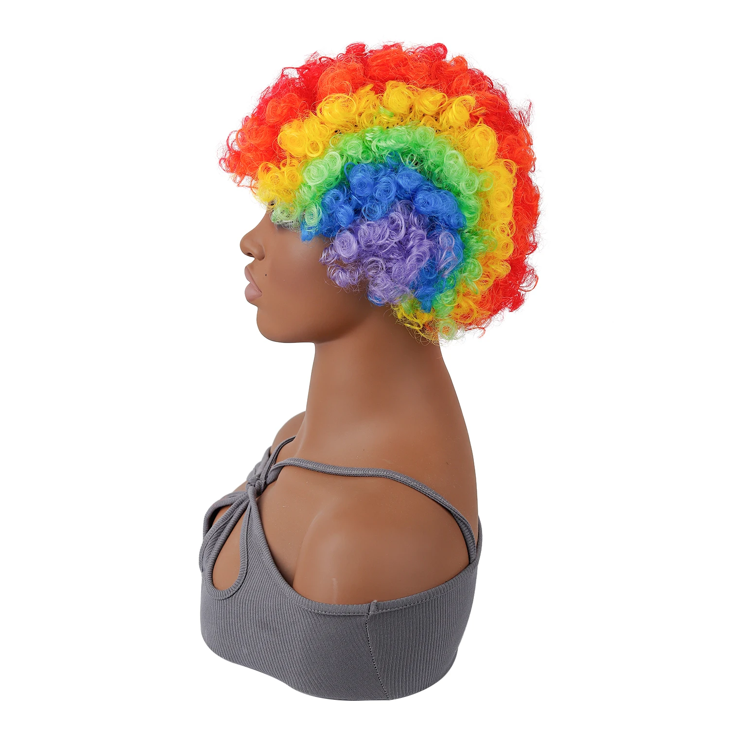 Perruque de Clown arc-en-ciel pour Fans de Football fou, perruques Afro colorées Hippie moelleuses et bouclées, perruques synthétiques de Cosplay sur le thème Disco des années 70 et 80