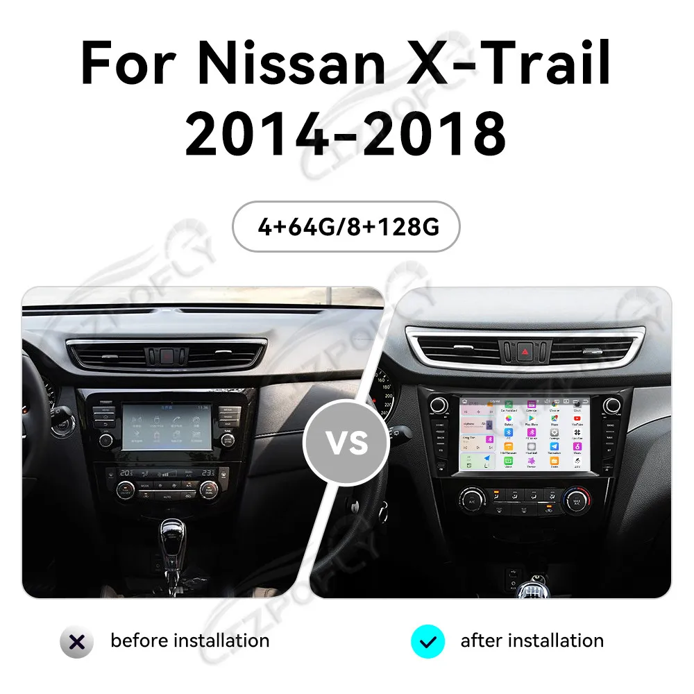 9 Inch Car Radio For Nissan X-Trail 2014-2018 Carplay Android GPS Navigation Autoradio DSP Multimedia Video Player Head Unit 4G
