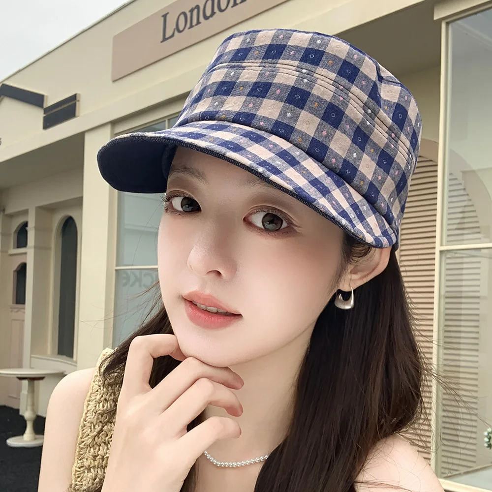 Unique Design Flat Top Visor Cap Women 2025 Spring Summer Thin Versatile Baseball Hat Retro Reversible Equestrian Cap