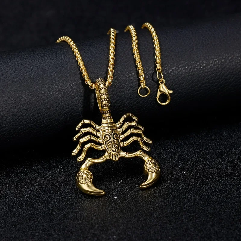 New Unique Scorpion Pendant Chain Necklace Stainless Steel Choker for Men Trendy Hip-Hop Style Jewelry with Hollow Out Scorpion