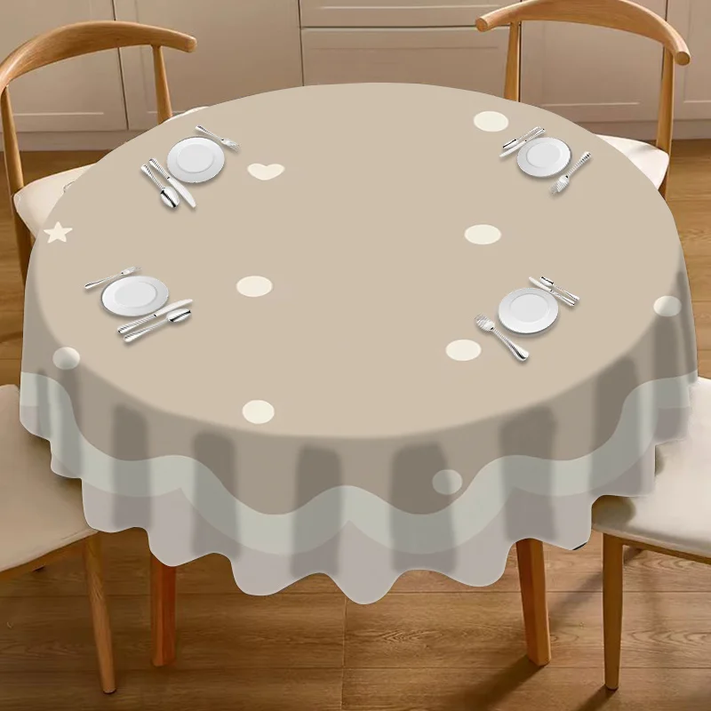 One simple yet high-end creative printed round tablecloth, a decorative item for the tabletop, practical.