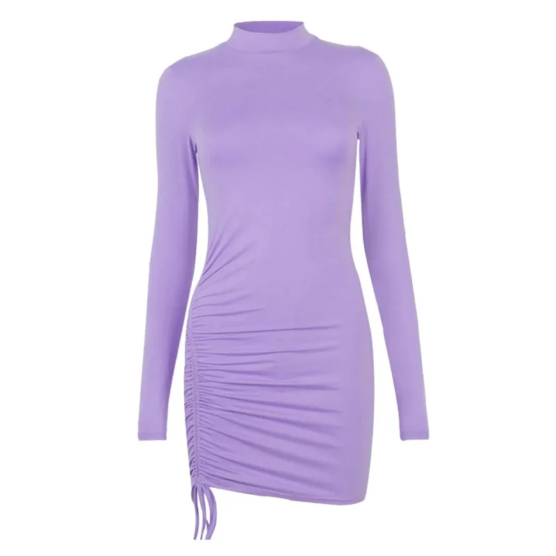 Vestidos femeninos, trajes, vestido De mujer De manga larga De Color sólido con cordón, cuello redondo, Vestidos ajustados De Fiesta Elegantes 2025