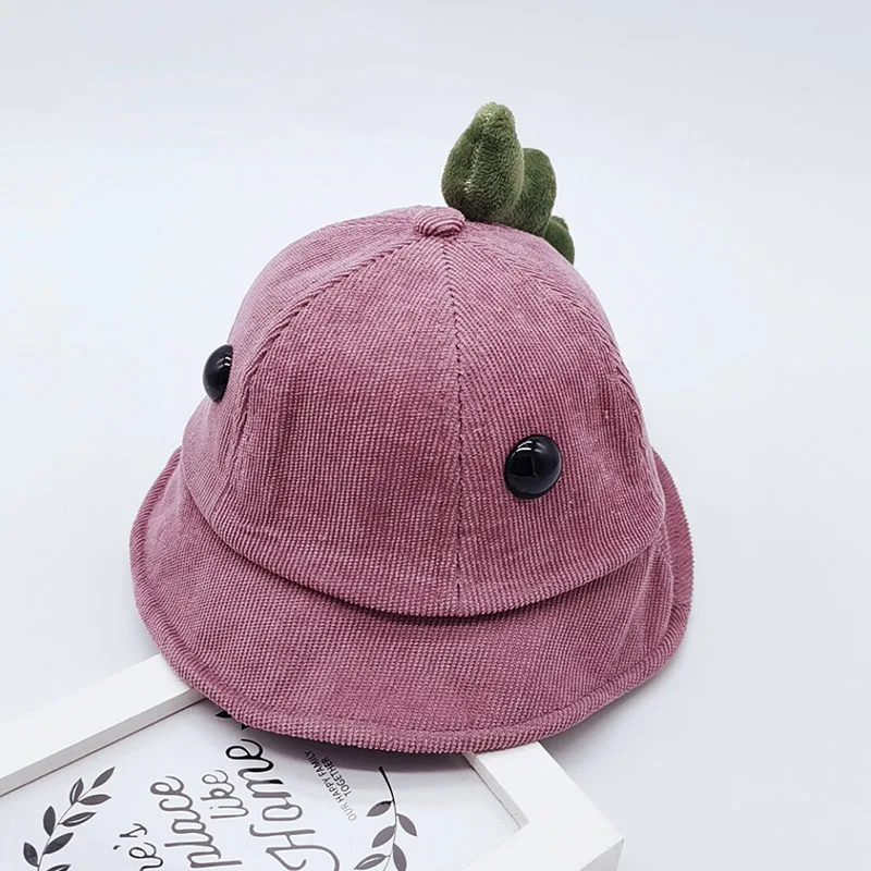 3D Dinosaur Baby Bucket Hat Corduroy Children Sunscreen Outdoor Caps Boys Girls Sun Protection Kid Hat Unisex Fishing Hat 0-18M