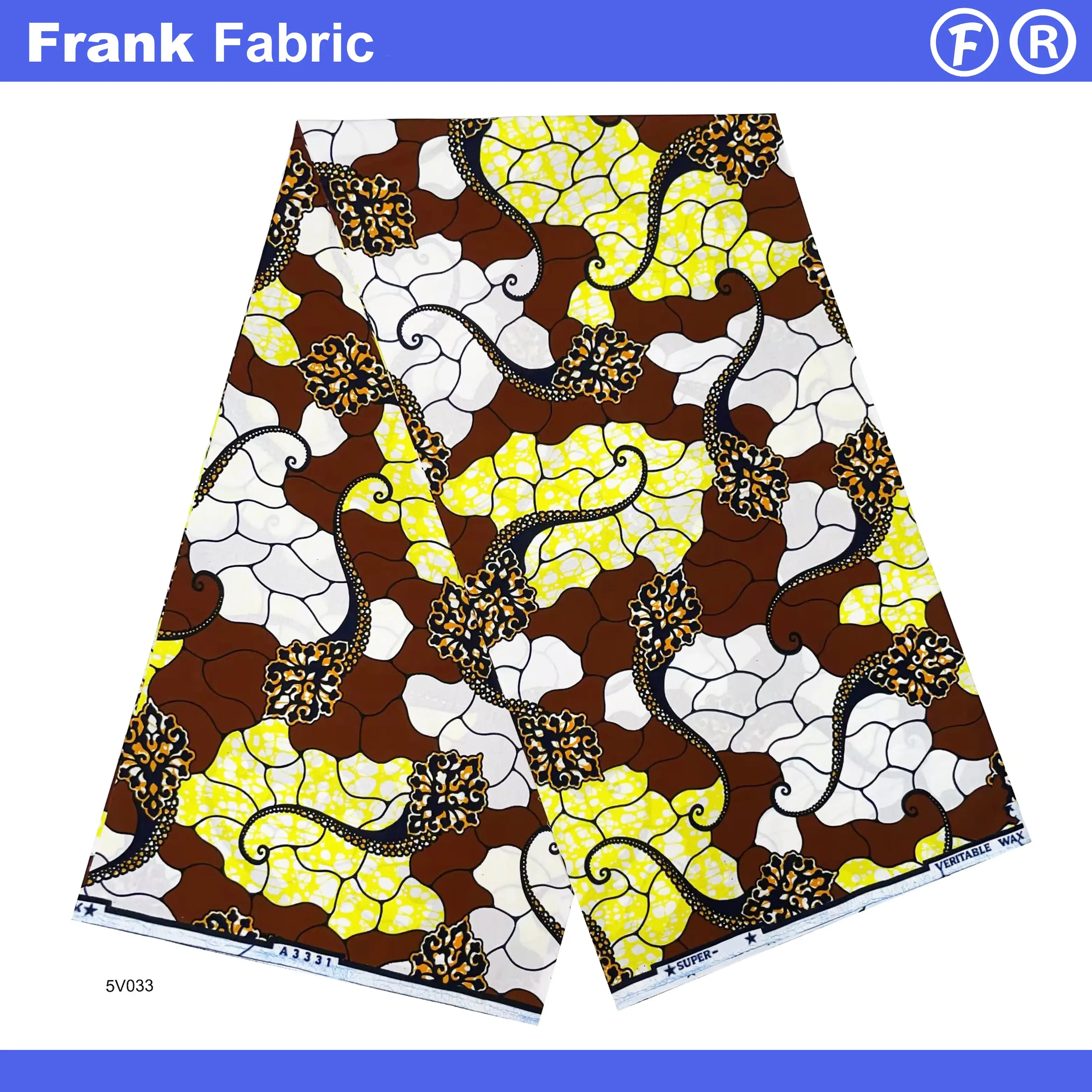 

Высококачественная супер африканская ткань с восковым принтом, 6 ярдов, плотная хлопковая предварительно промытая голландская восковая ткань Анкара для шитья платья FF2507.004