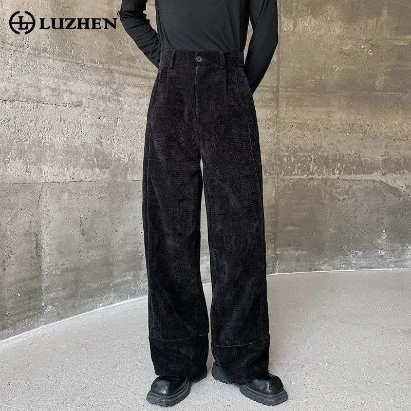 

LUZHEN High Quality Corduroy Solid Color Elegant Casual Pants Men 2025 Autumn New Handsome Straight Trousers Male Clothes JY4063